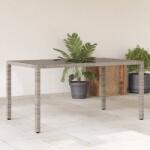 vidaXL szürke polyrattan üveglapos kerti asztal 150 x 90 x 75 cm (365591)