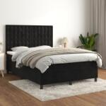 vidaXL fekete bársony rugós ágy matraccal 140x200 cm (3143267)