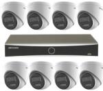 Hikvision Sistem supraveghere IP 4K Hikvision 8 camere 8MP IR 30m lumina alba 30m microfon Smart Hybrid Light, NVR 8 canale PoE 12MP AcuSense (44035-)