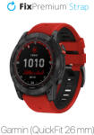 FixPremium - Két színű szilikonszíj Garminhoz (QuickFit 26mm), piros