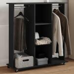 vidaXL fekete szerelt fa ruhásszekrény kerékkel 102 x 38 x 110 cm (848032)