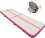 vidaXL rózsaszín PVC felfújható tornamatrac pumpával 300 x 100 x 20 cm (92676)