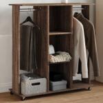 vidaXL barna tölgy szerelt fa ruhásszekrény kerékkel 102 x 38 x 110 cm (848037)