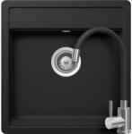 SCHOCK Schock Nemo N-100S konyhai mosogatótálca 490 x 510 mm Nero és Schock Flora flexibilis csövű konyhai csaptelep, inox, fekete (SETNN100SFSNERO)
