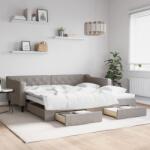 vidaXL tópszínű kihúzható szövet heverő fiókkal 100 x 200 cm (3197470)