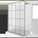 Mexen Kioto perete de duș independent 140 x 200 cm, grilaj negru 8 mm, auriu periat - 800-140-002-55-77 (800-140-002-55-77)
