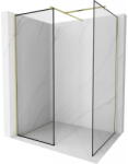 Mexen Kioto perete de duș Walk-in 140 x 100 cm, cadru negru, auriu periat - 800-140-202-55-70-100 (800-140-202-55-70-100)