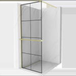 Mexen Kioto+ perete de duș cu raft walk-in 80 x 200 cm, grilaj negru, auriu periat - 800-080-121-55-77 (800-080-121-55-77)