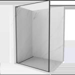 Mexen Kioto L panou de duș Walk-in 90 x 200 cm, ramă neagră, gun gray periat - 800-090-103-66-70 (800-090-103-66-70)