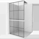 Mexen Kioto+ Perete de duș cu raft Walk-in 100 x 200 cm, grilaj negru, alb - 800-100-121-20-77 (800-100-121-20-77)