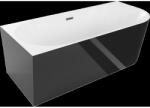 Mexen Mia cadă de baie cu montare liberă colț stânga 170 x 80 cm, alb/negru, preaplin gri armă periat - 52691708075L-66 (52691708075L-66)