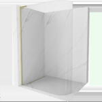 Mexen Kioto-R L perete duș rotunjit Walk-in 80 x 200 cm, transparent, auriu periat - 800-080-103-55-06 (800-080-103-55-06)