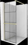 Mexen Kioto+ perete de duș cu suport Walk-in 90 x 200 cm, model negru, finisaj aurie periat - 800-090-121-55-77 (800-090-121-55-77)