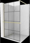 Mexen Kioto+ perete de duș cu raft Walk-in 100 x 200 cm, grilaj negru, auriu periat - 800-100-121-55-77 (800-100-121-55-77)