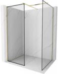 Mexen Kioto perete duș Walk-in 160 x 80 cm, ramă neagră, auriu - 800-160-202-50-70-080 (800-160-202-50-70-080)