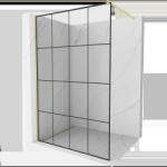 Mexen Kioto perete de duș Walk-in 160 x 200 cm, grilaj negru 8 mm, aurit periat - 800-160-101-55-77 (800-160-101-55-77)