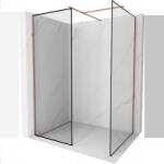 Mexen Kioto perete de duș Walk-in 140 x 70 cm, cadru negru, aur roz - 800-140-202-60-70-070 (800-140-202-60-70-070)