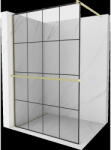 Mexen Kioto+ perete de duș cu raft Walk-in 130 x 200 cm, grilaj negru, auriu periat - 800-130-121-55-77 (800-130-121-55-77)