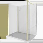 Mexen Kioto panou de duș Walk-in 140 x 75 x 30 cm, transparent, aurat periat - 800-140-075-221-55-00-030 (800-140-075-221-55-00-030)