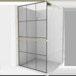 Mexen Kioto+ perete de duș cu raft Walk-in 120 x 200 cm, grilă neagră, auriu periat - 800-120-121-55-77 (800-120-121-55-77)