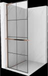 Mexen Kioto+ L perete de duș cu raft Walk-in 80 x 200 cm, grilaj negru, aur roz - 800-080-123-60-77 (800-080-123-60-77)