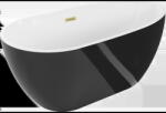 Mexen Eos cadă de baie independentă 150 x 75 cm, alb/negru, preaplin auriu periat - 52471507575-55 (52471507575-55)