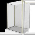Mexen Kioto panou de duș Walk-in 140 x 120 x 40 cm, ramă neagră, auriu periat - 800-140-120-221-55-70-040 (800-140-120-221-55-70-040)