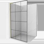 Mexen Kioto L perete de duș Walk-in 120 x 200 cm, grilaj negru, aurit periat - 800-120-103-55-77 (800-120-103-55-77)