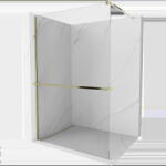 Mexen Kioto+ panou de duș cu raft Walk-in 105 x 200 cm, transparent, auriu - 800-105-121-50-00 (800-105-121-50-00)