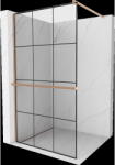 Mexen Kioto+ perete de duș cu raft Walk-in 100 x 200 cm, grilaj negru, cupru periat - 800-100-121-65-77 (800-100-121-65-77)