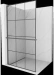 Mexen Kioto+ L panou de duș cu raft Walk-in 100 x 200 cm, carouri negre, metal cromat - 800-100-123-95-77 (800-100-123-95-77)