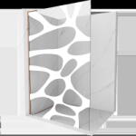 Mexen Kioto L perete cabină de duș Walk-in 80 x 200 cm, val alb, aur roz - 800-080-103-60-97 (800-080-103-60-97)