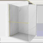 Mexen Kioto+ perete de duș cu raft Walk-in 75 x 200 cm, transparent, auriu periat - 800-075-121-55-00 (800-075-121-55-00)