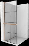 Mexen Kioto+ L panou de duș cu raft Walk-in 80 x 200 cm, grilaj negru, cupru periat - 800-080-123-65-77 (800-080-123-65-77)