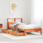 vidaXL barna tömör fenyőfa könyvespolcos ágy matrac nélkül 75 x 190 cm (3309835)