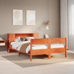 vidaXL barna tömör fenyőfa könyvespolcos ágy matrac nélkül 140 x 190cm (3322956)