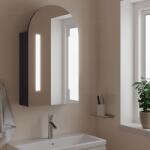 vidaXL szürke ívelt tükrös fürdőszobaszekrény LED-del 42 x 13 x 70 cm (357974)