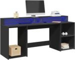 vidaXL fekete szerelt fa íróasztal LED-világítással 200 x 55 x 91 cm (3309439)