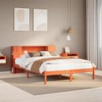 vidaXL barna tömör fenyőfa könyvespolcos ágy matrac nélkül 160 x 200cm (3321556)