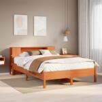 vidaXL barna tömör fenyőfa könyvespolcos ágy matrac nélkül 150 x 200cm (3322830)