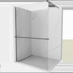 Mexen Kioto+ Walk-in zuhanyfal polccal 75 x 200 cm, átlátszó, gun metal - 800-075-121-95-00 (800-075-121-95-00)