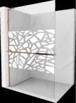 Mexen Kioto+ L Walk-in zuhanyfal polccal 80 x 200 cm, fehér minta, rózsaarany - 800-080-123-60-85 (800-080-123-60-85)