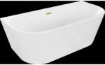 Mexen Oval szabadon álló falra szerelhető fürdőkád 160 x 80 cm, fehér, brushed gold túlfolyó - 52671608000-55 (52671608000-55)