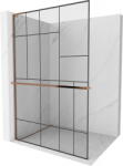 Mexen Kioto+ L zuhanyfal polccal Walk-in 80 x 200 cm, fekete minta, rózsaarany - 800-080-123-60-78 (800-080-123-60-78)