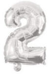  Silver, Ezüst 2-es szám fólia lufi 10 cm (PNN91540)