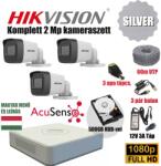  Hikvision 2MP SILVER ACUSENSE prémium kamera rendszer 3db kamerával és 500GB HDD-vel