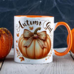 Deconline Customs Őszi mintás bögre ""Retro Autumn Girl" Narancssárga (DO126178-5-ORANGE-MUG)
