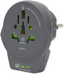 Somogyi q2power 1.100110-TH utazóadapter, World to Europe USB, USB 5V 2.4A, max. 16 A, 250 V - 4000 W teljesítmény (1_100110-TH)