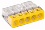 Wago COMPACT vezeték összekötő 5x0, 5-2, 5 mm2 tömör vezetékhez, átlátszó házban, sárga fedéllel 2273-205 (2273-205) - dinavill