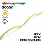 PannonLED COB LEDSZALAG 512 led/m IP20 24V, 15W/m 1500lm, 2800-3200K meleg fehér 75630 (75630)